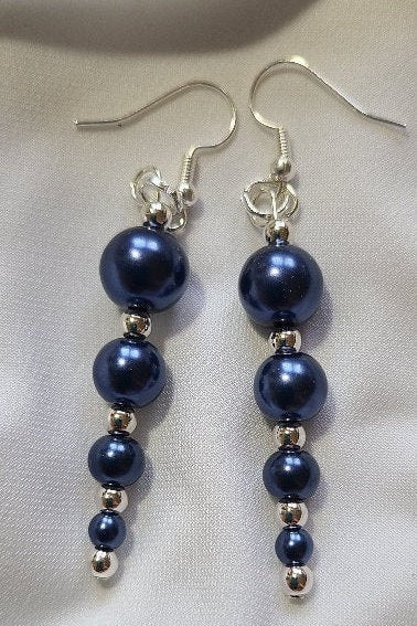 Blue Circle Down Dangle Earrings