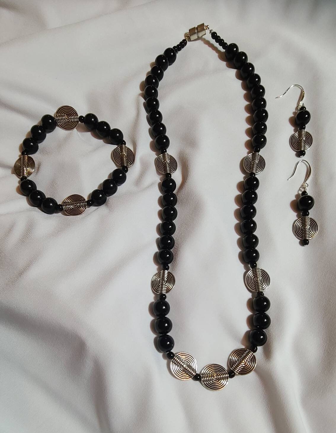 3 Piece Set Black Onyx & Spiral Lentils