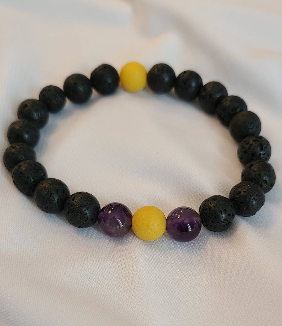 Purple and Gold Stretch Bracelet