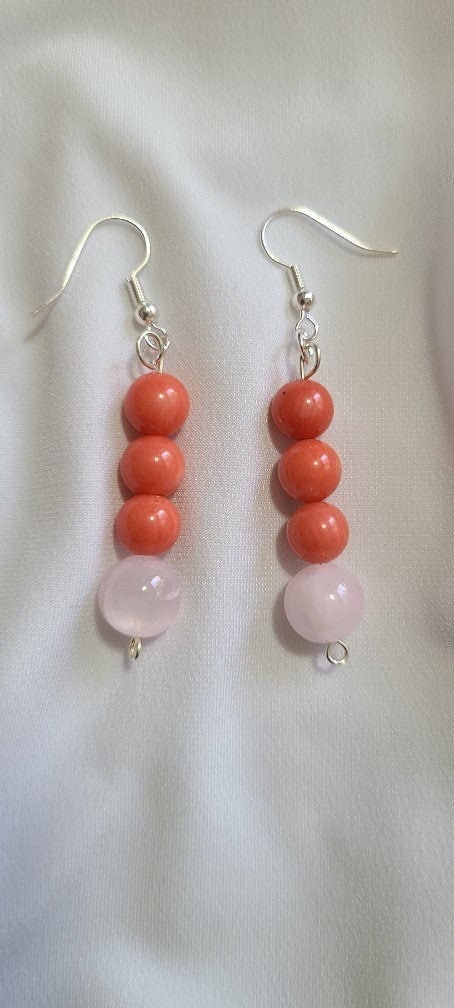 Pink Coral Dangle Earrings