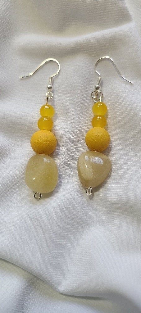 Yellow Agate Dangle Earrings