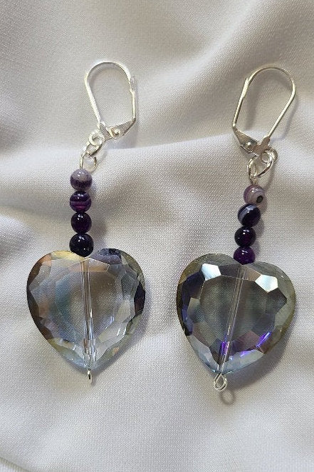 Light Purple Heart Dangle Earrings