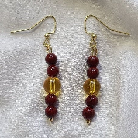 Red and Amber Dangle Earrings