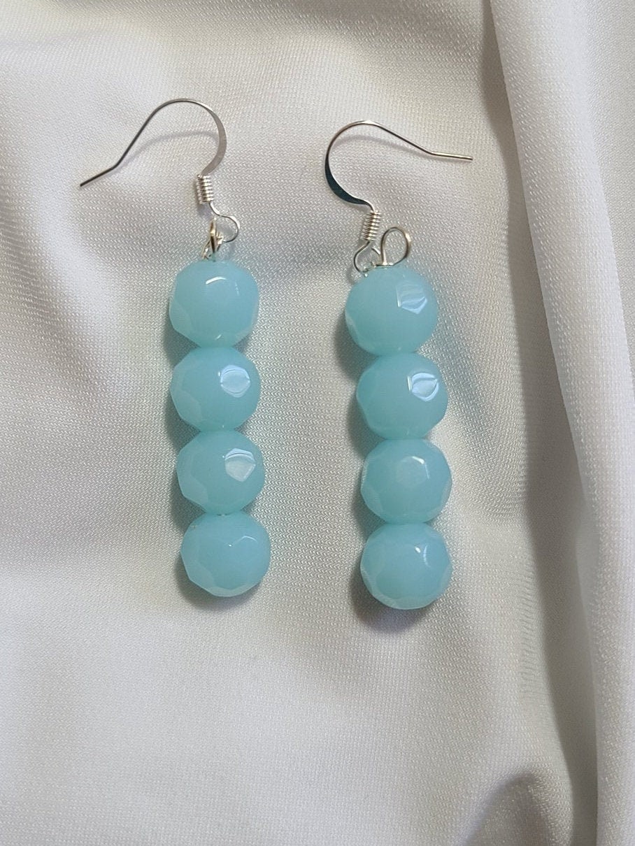 Opaque Aqua Blue Dangle Earrings