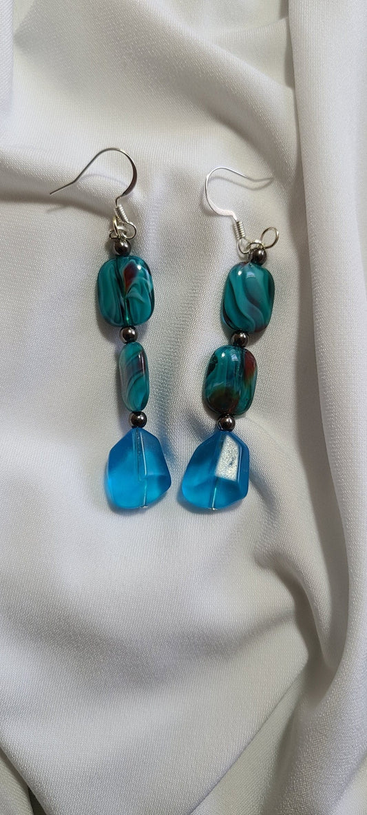 Aqua Blue Dangle Earrings
