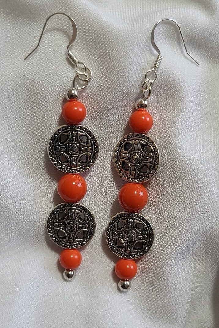 Silver & Orange Dangles