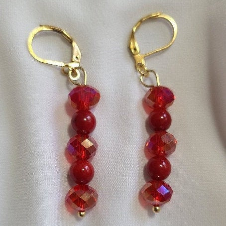Red Coral Dangle Earrings