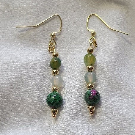 Green Agate Dangle Earrings