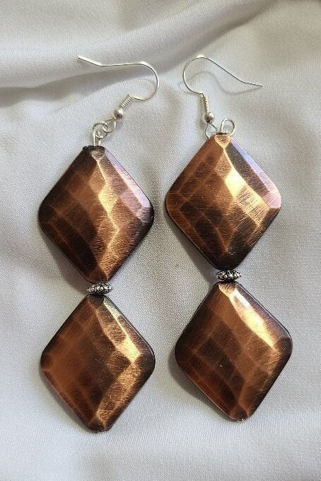 Copper Bowtie Dangle Earrings