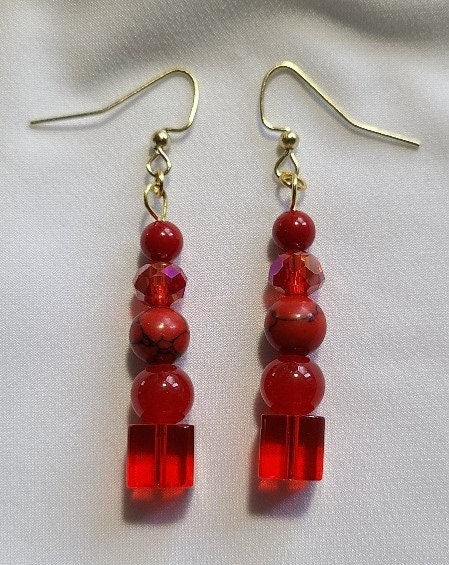 Shades of Red Dangle Earrings