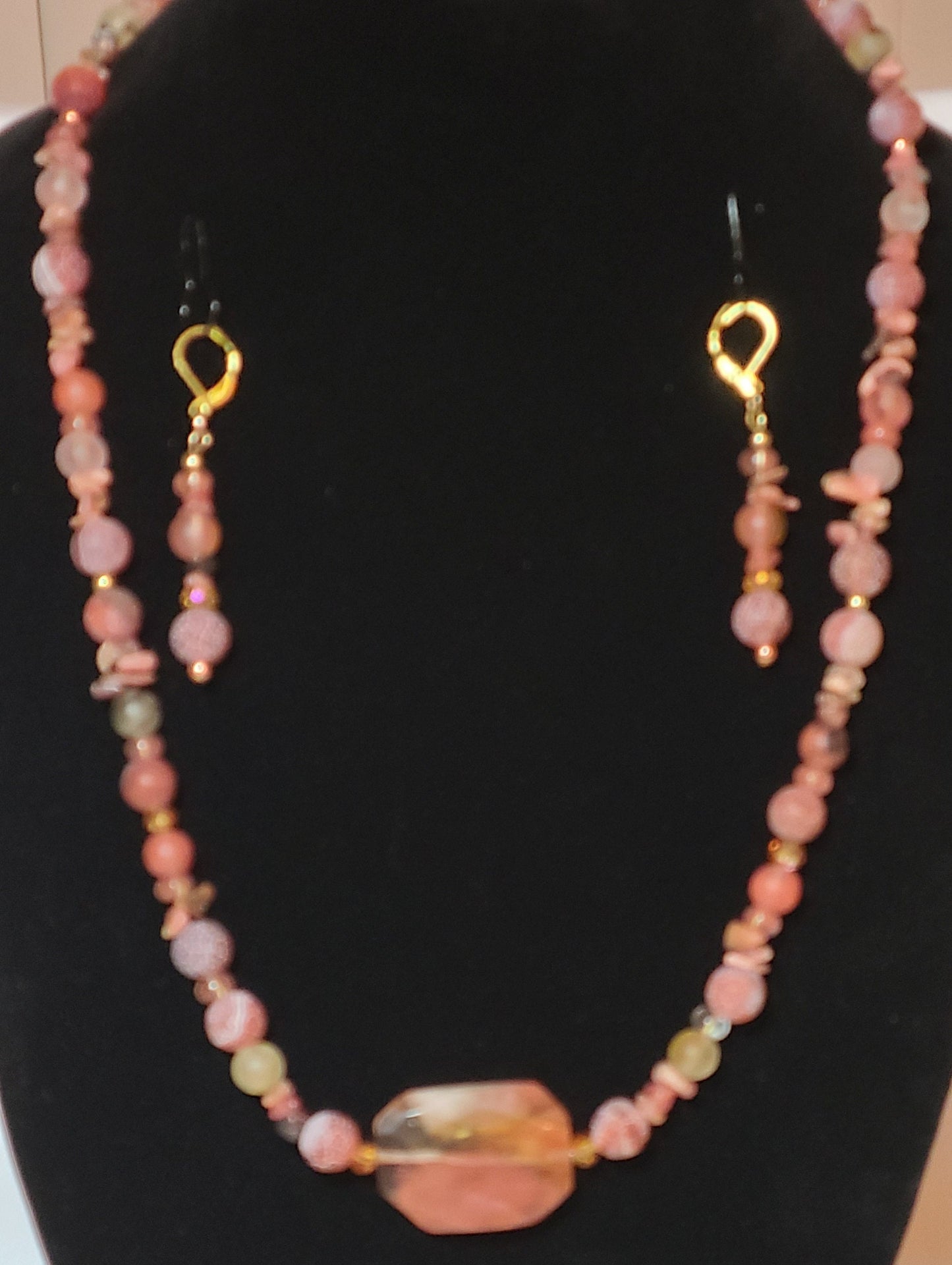 Orange Cracked Agate & Cherry Quartz 2 pc Set