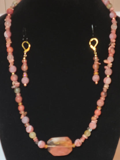 Orange Cracked Agate & Cherry Quartz 2 pc Set