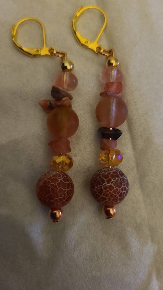 Orange Cracked Agate & Cherry Quartz 2 pc Set