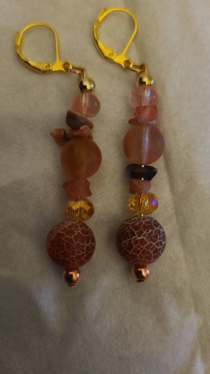 Orange Cracked Agate & Cherry Quartz 2 pc Set