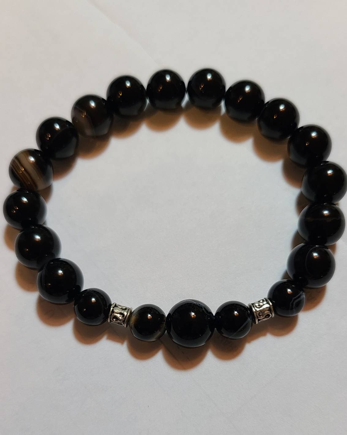 Black Gemstone Stretch Bracelet