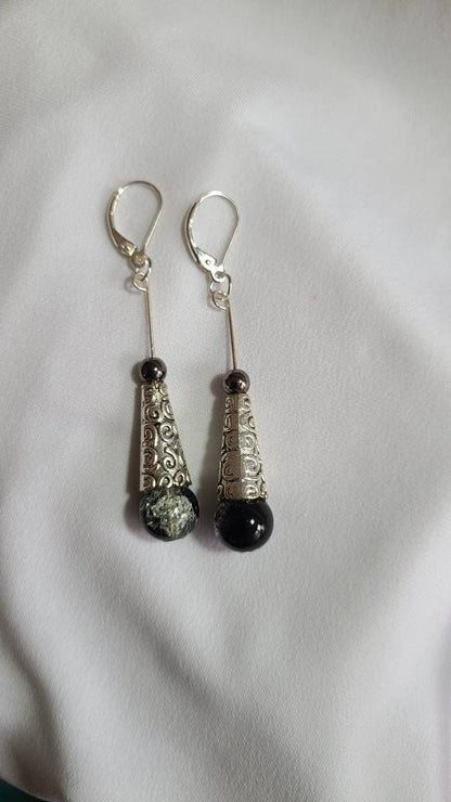 Black Crackle Drop Dangles