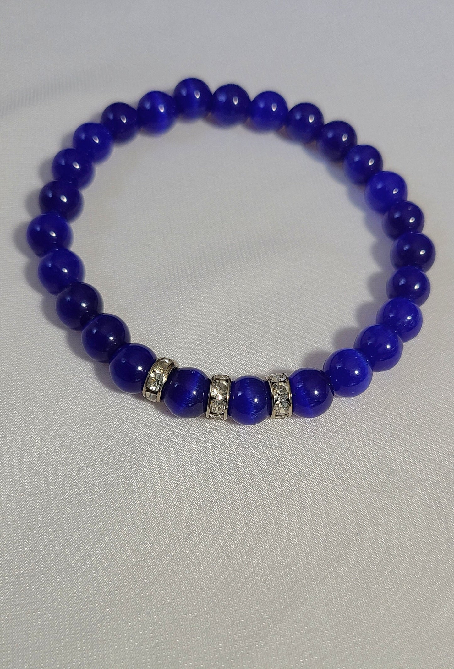 Deep Blue Cat Eye Bracelet & Earring Set