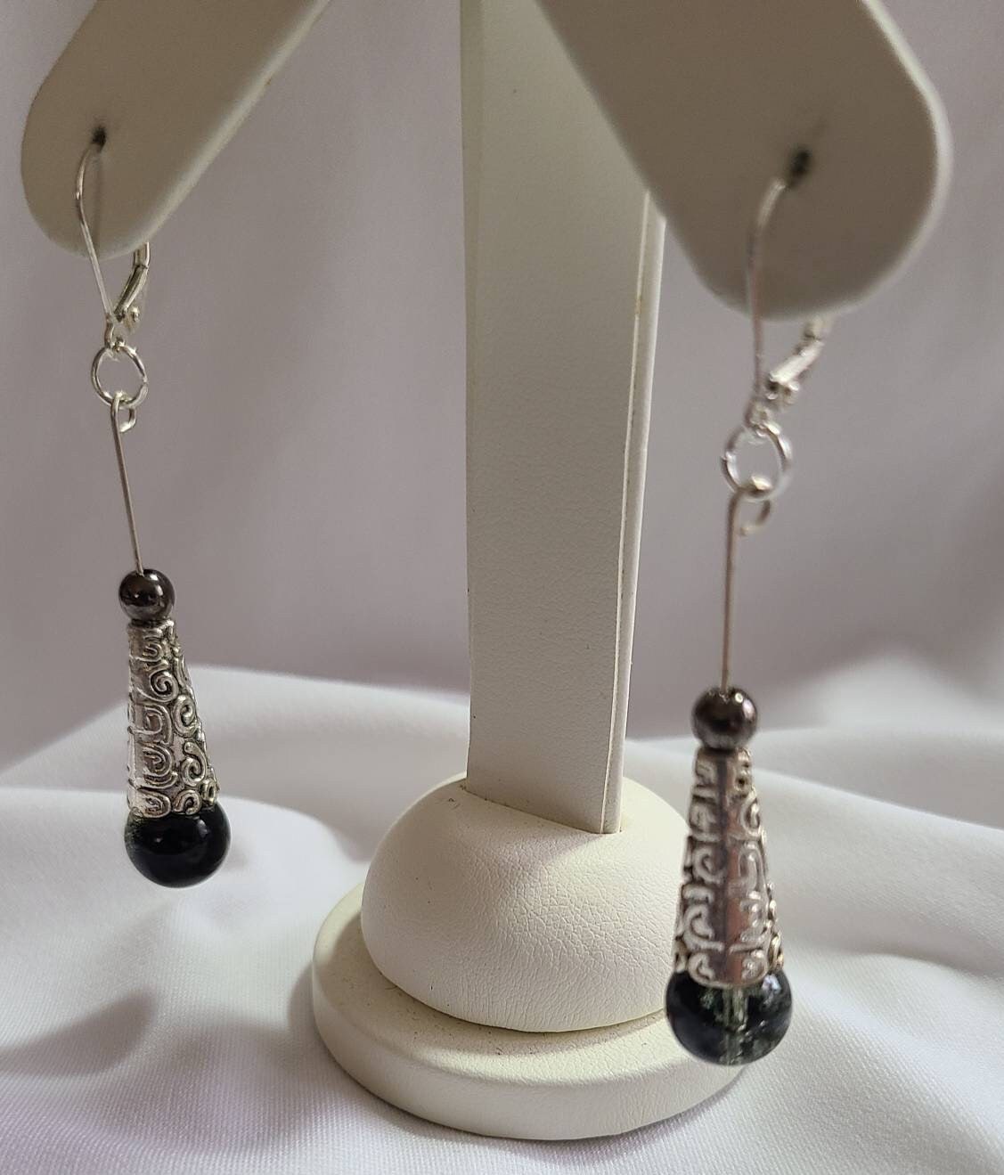 Black Crackle Drop Dangles